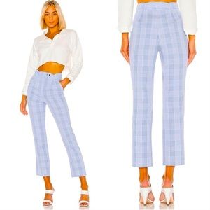 Lovers + Friends Baby Blue Plaid Collins Pants